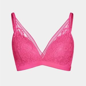 Knix Lace Deep-V Bra, Shocking Pink, Large